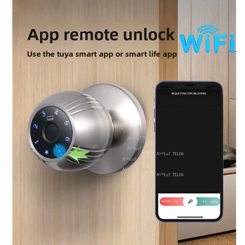 Smart Ball Lock Fingerprint Password RFID Card WiFi Remote App Control Home флаг
