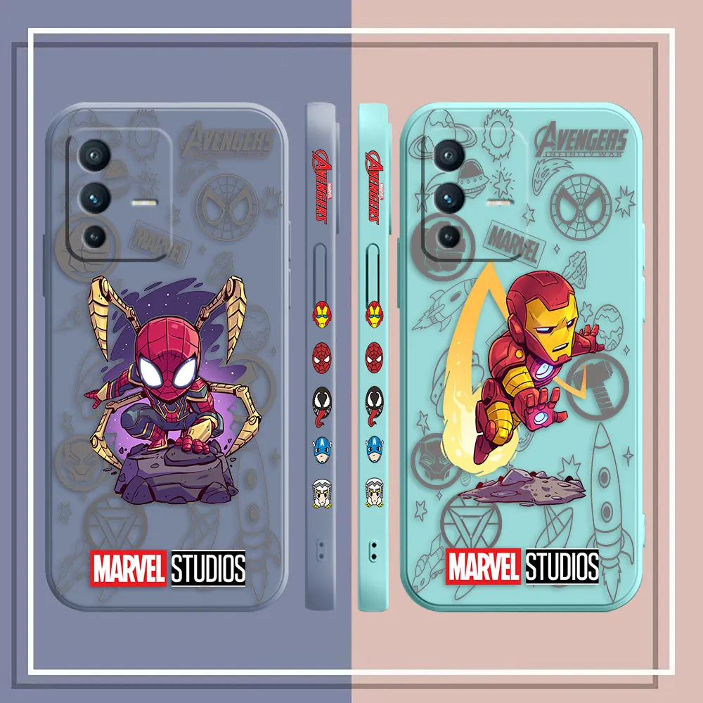 Cartoon Funny Spider-Man Iron Man custodia per telefono per VIVO S1 S5 S6 S7 S9 S9E S10 S12 S15 S16 S16E T1 T2X V15 V20 V21 V23 PRO 5G Case