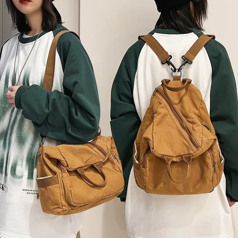 Casual Canvas women Backpack big capacity School Bag College Student Travel Ladies hand bag Vintage Female Shoulder Bag bagpack