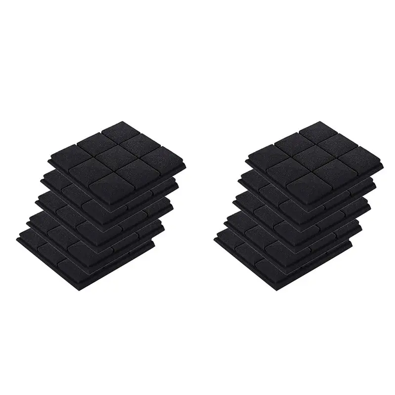 

【VALUE MONEY】Acoustic Foam Panels, 10 Pack 30X30x5cm Mushroom Studio Wedge Tiles, Sound Panels Sound Proof Foam Panels,Black