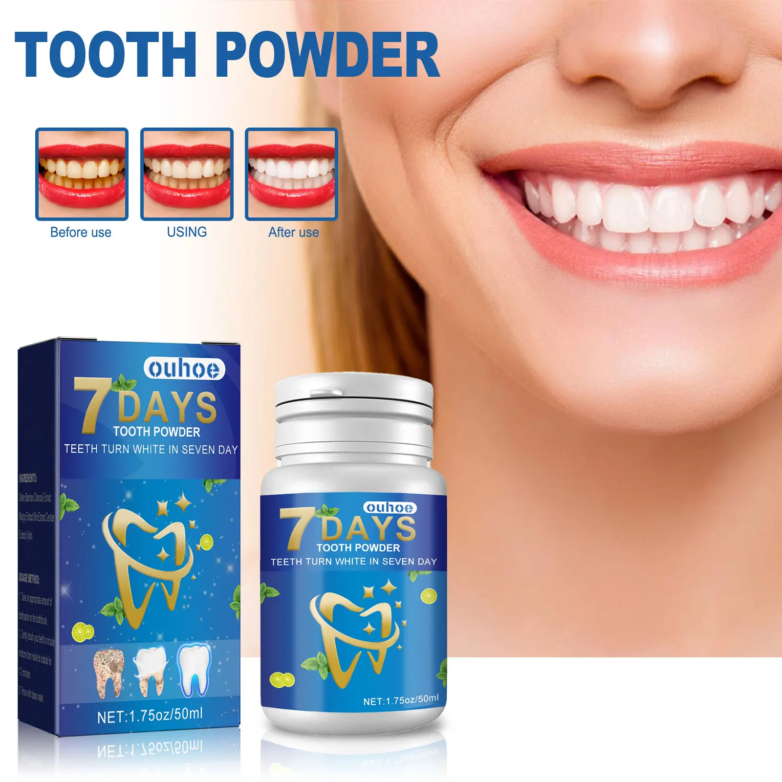 Teeth Whitening Cleansing Powder – Whitens, removes stains, freshens breath