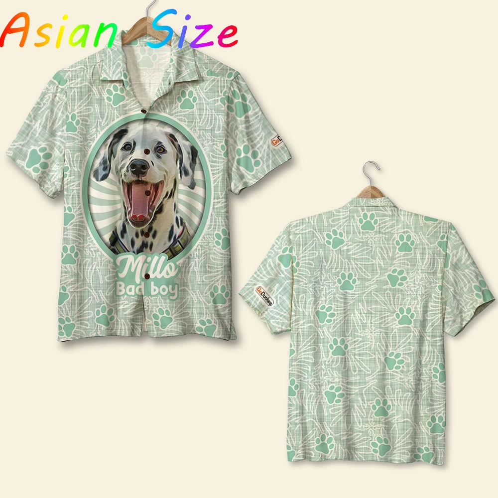 

Модные повседневные мужские гавайские рубашки с тропическими пальмами, рубашка на пуговицах с коротким рукавом, гавайские рубашки с милой собакой и графикой, топы Camisa