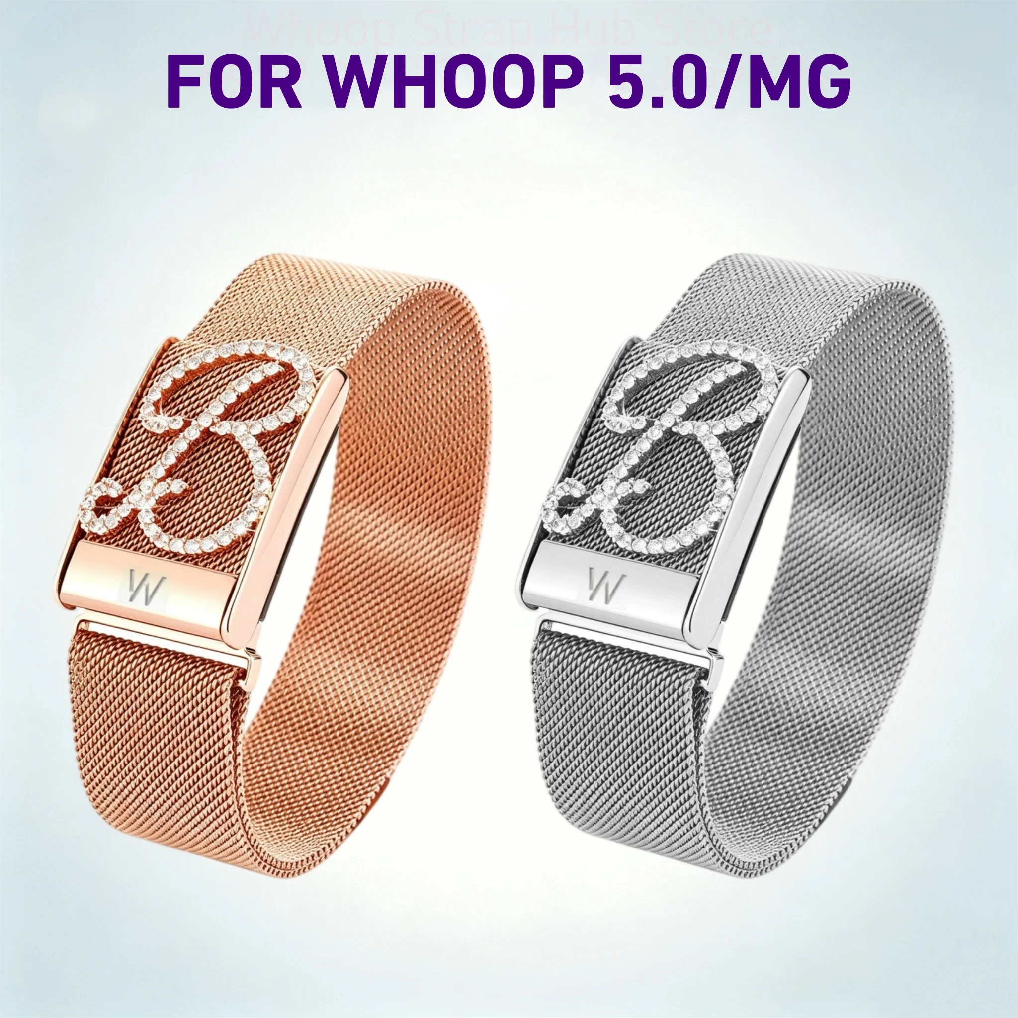 Sparkling Rhinestone Milanese Magnetic Strap Decorative Metal Frame Wristband Unisex For Whoop 5.0 MG General