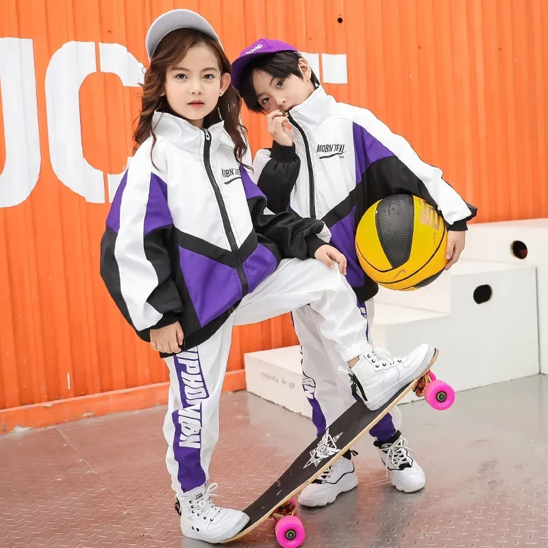 

Children Clothes Outfits Fashion Sweatshirt Pants 2 Piece Tracksuit for Boys Girls Hip Hop Jazz Dance Costumes for Kids