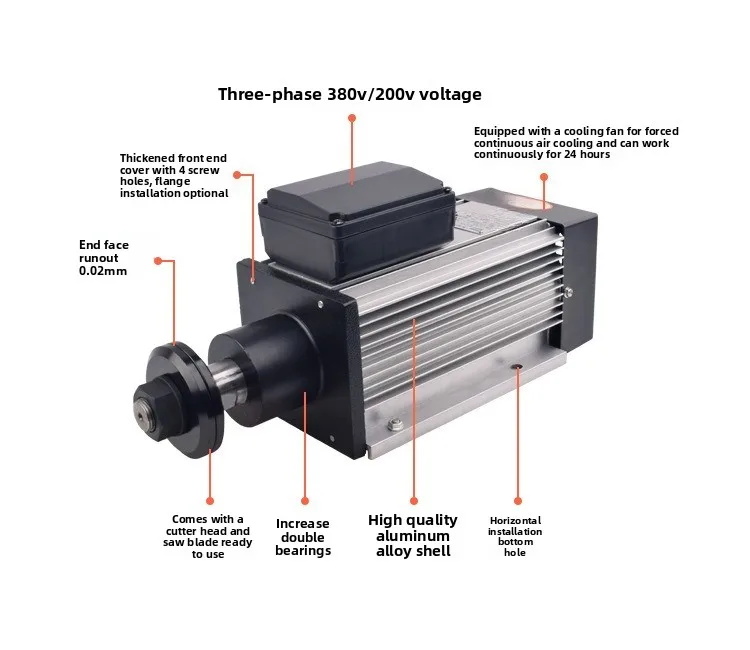 Cutting motor 220V stone engraving machine wood machine spindle mold low speed spindle, saw blade motor spindle