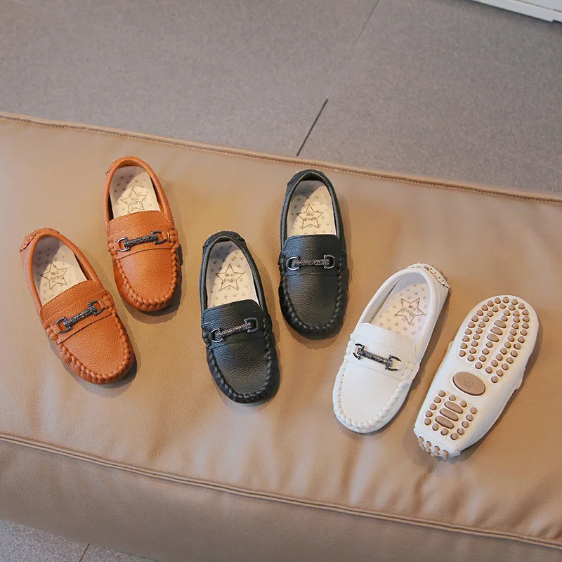 

Girls Spring Autumn Leather Beanie Shoes Childrens Comfortable Casual Board Shoes Boy Anti Slip Ersatile Solid Color Kids Shoes