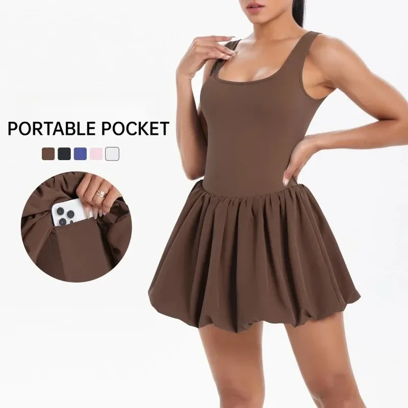 

Tennis Skirt Sports Fitness Nude Breathable Anti-light Golf Badminton Running Casual Workout Clothing Gym Yoga Suit for Women