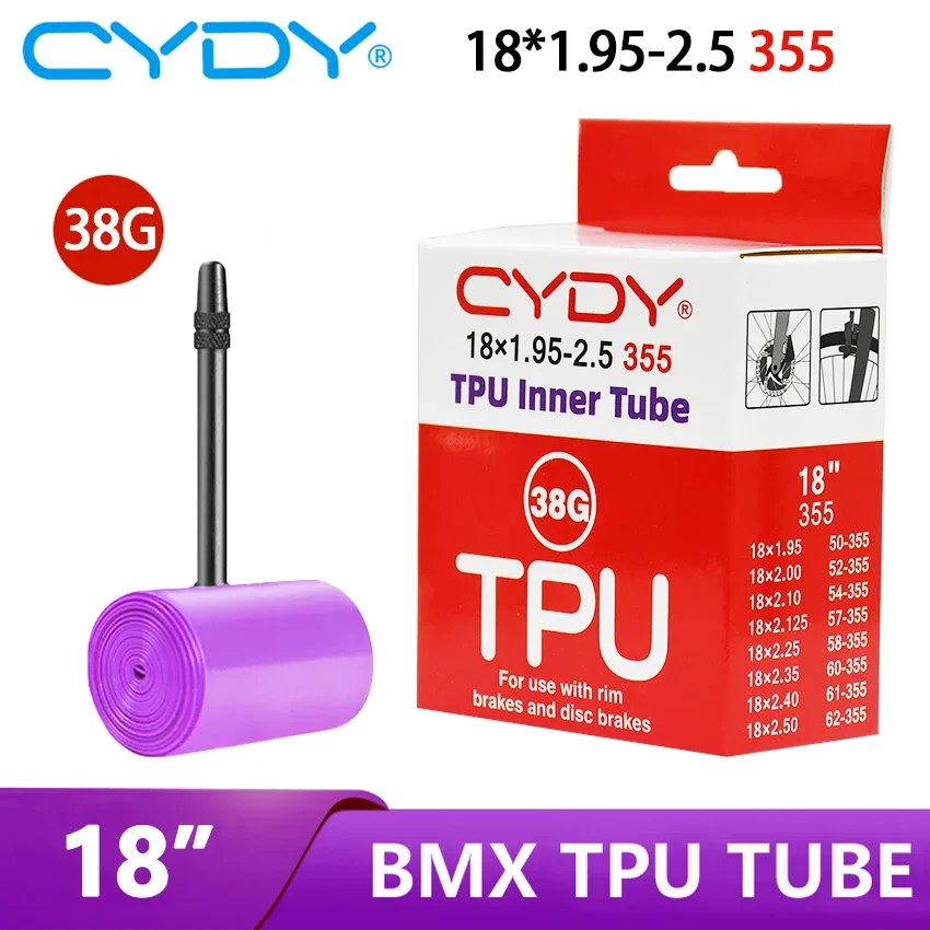 

CYDY Bike TPU Inner Tube Camera 18 355 18x1.95 2.0 2.125 2.25 2.35 2.4 2.5 Inch Valve 45mm BMX Bicycle Tire pneu Cycling Tyre
