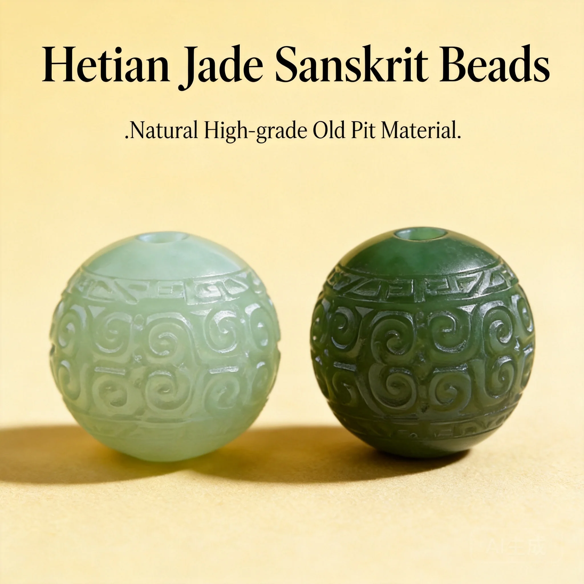 Perles porte-bonheur en jade Hetian naturel du Xinjiang, motif Hui sculpté, pour attirer la richesse et la bénédiction, perles intercalaires pour bracelet DIY, bijoux Wenwan