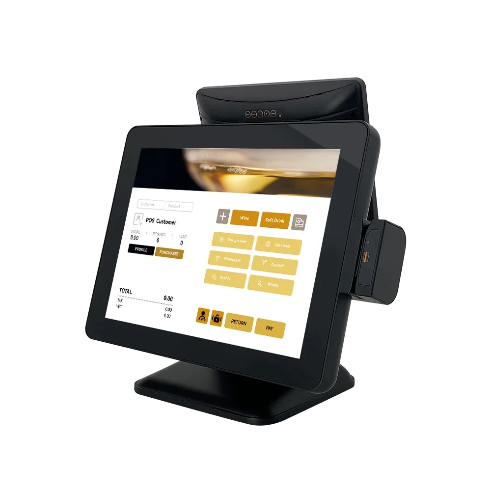 TouchDisplays 15 inch Touch portable self cashier sets pos vending terminal all in one pos for cafe shop