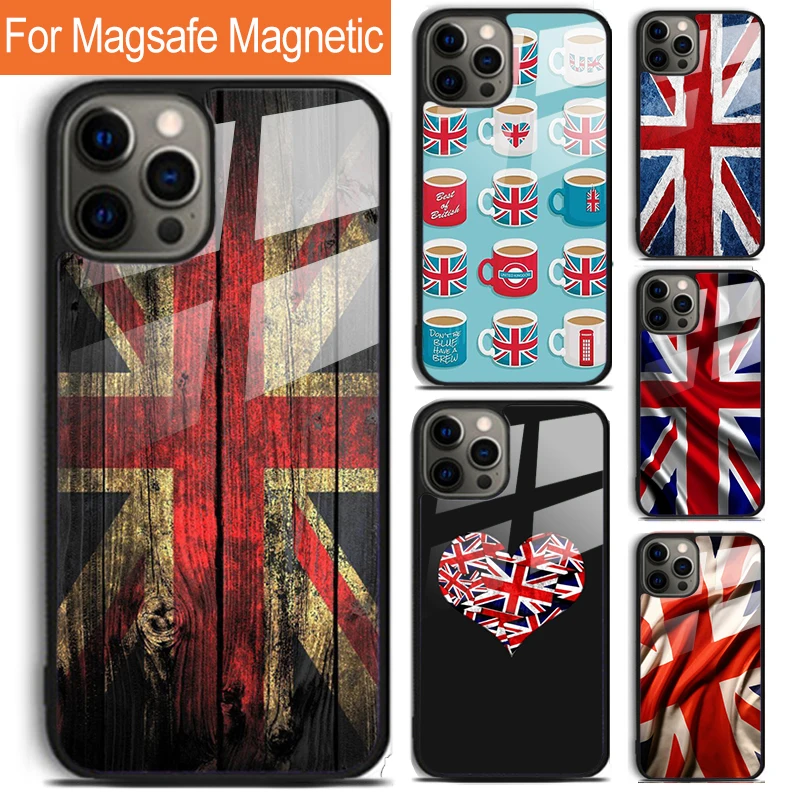 Union Jack British England UK Flag Phone Case For iPhone 16 15 14 13 12 11 Pro Max Plus Magsafe Magnetic Wireless Charging Cover