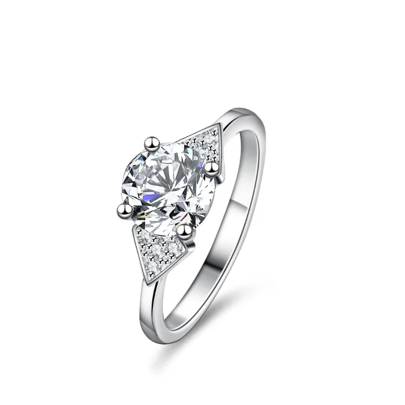 1 Carat Round Moissanite Ring Fon Women 925 Sterling Silver Hot Sale Wedding Bands Anniversary Gift