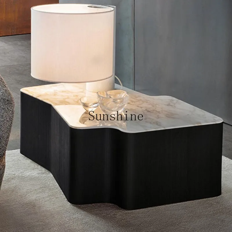 Italian light luxury natural marble modern simple rock slab coffee table