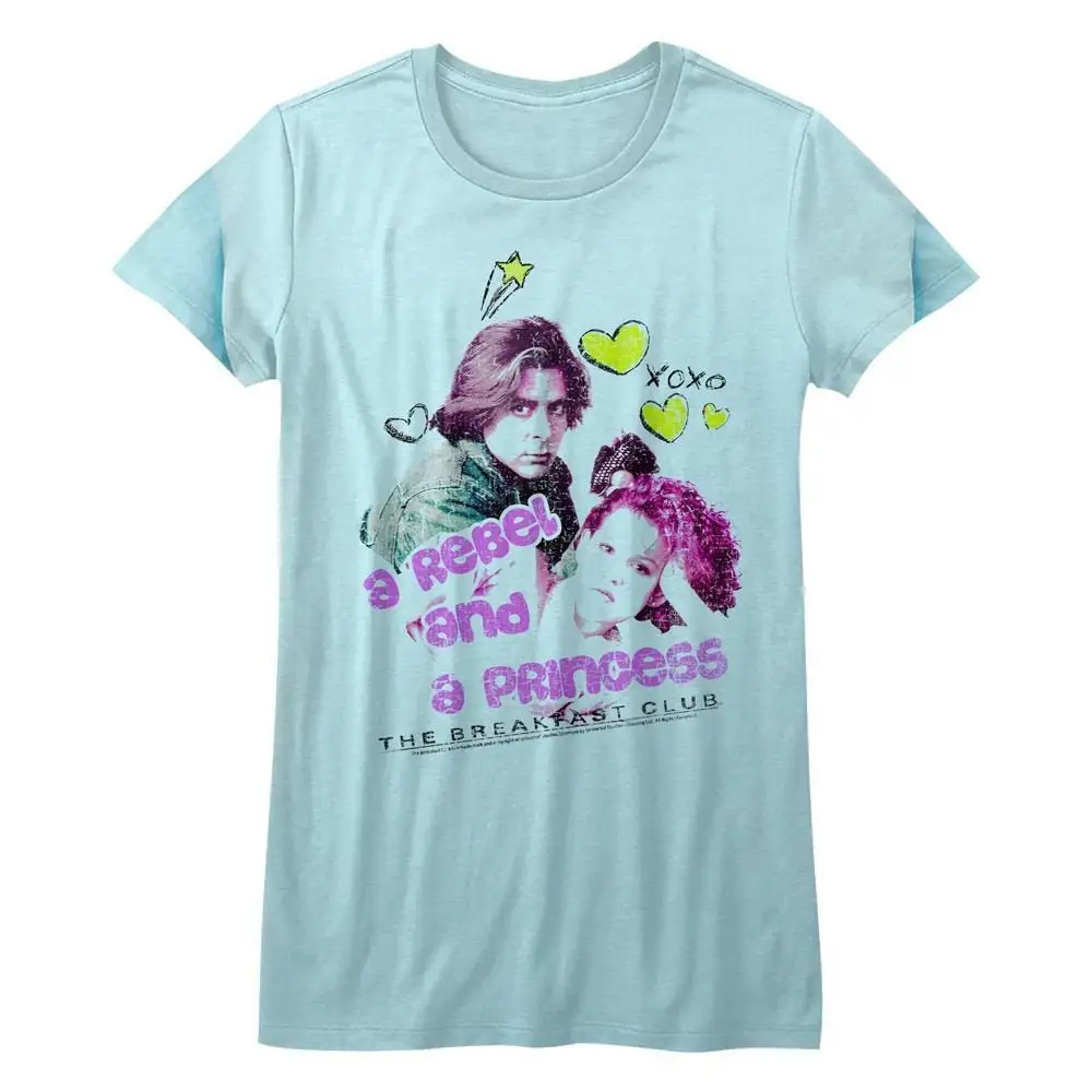 The Breakfast Club Rebel And A Princess Juniors Light Blue T Shirt