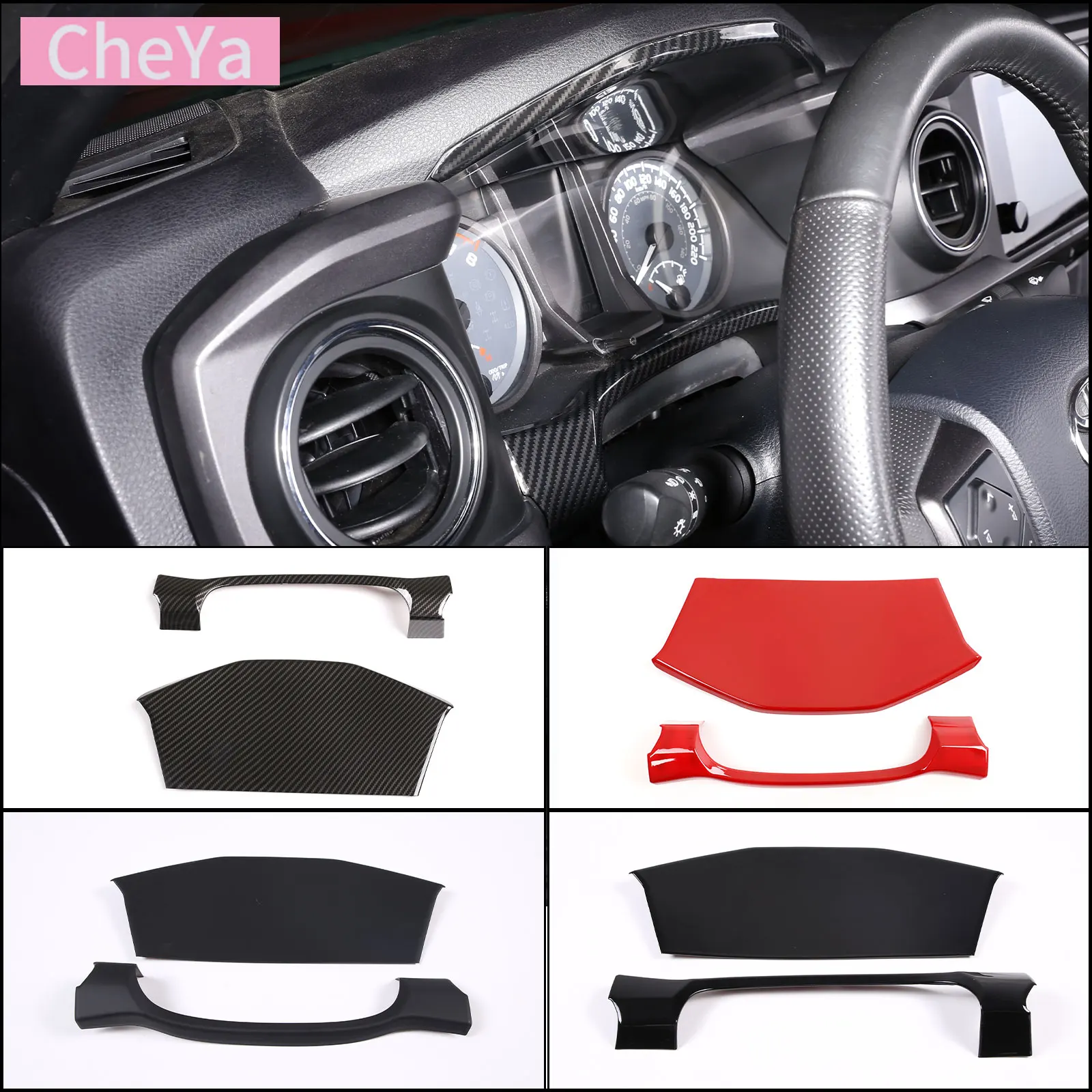 For Toyota Tacoma 2016-2022 Car Dashboard Panel Decorative Frame ABS Carbon Fiber Interior Modification Accessories LHD 2Pcs