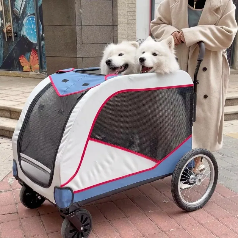 Large Foldable Pet  Carrier Stroller Travel Cart Dog Travel Trolley Dog Stroller 4 Wheels Pet Stroller