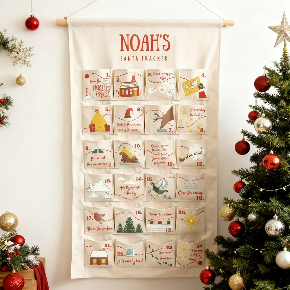 

Personalised Christmas Countdown Advent Calendar Santa Tracker Christmas Keepsake Children Gift Xmas Holiday Home Wall Decor