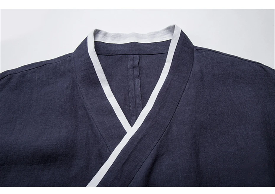 Summer Cotton Linen Shirts Mens Chinese Style Hanfu Cardigan Harajuku Vintage Casual Blouse Loose Short Sleeve Shirts Kimono