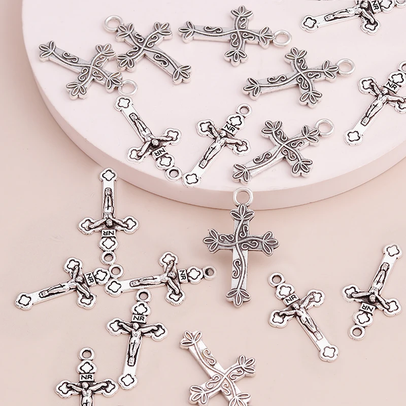 Leslie 20 stücke Legierung Kreuz bezaubert religiöse Kruzifix Anhänger für DIY Schmuck machen Accessoires hand gefertigte Ohrringe Halsketten – Detail 8