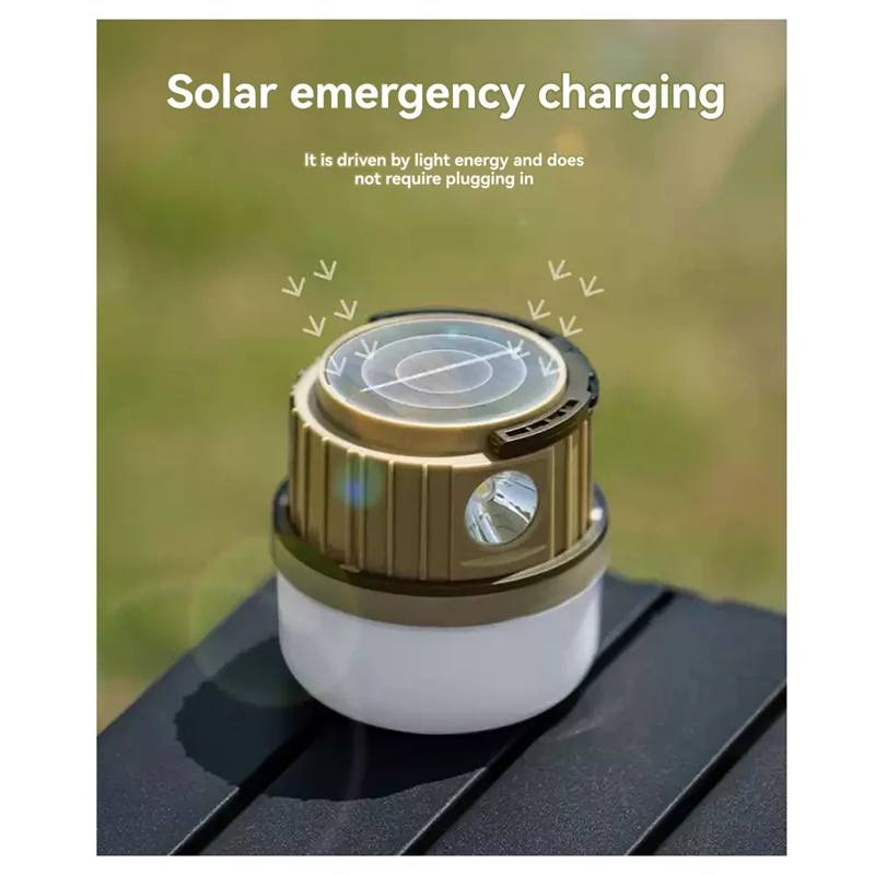 ABRB-Tenda de acampamento ao ar livre LED lâmpada solar recarregável lanterna portátil lâmpada de emergência interrupção de mercado noturno
