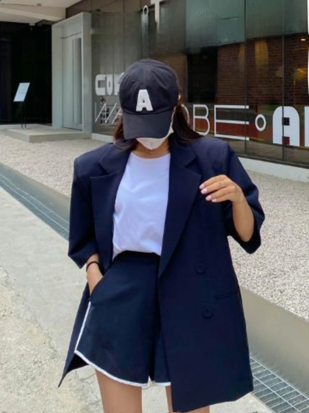 

Casual Tailored Jaet Women's Double-Breasted Lapel Thin ort Sve High Waist Wide Leg ort Pants Two-Piece Set Suit