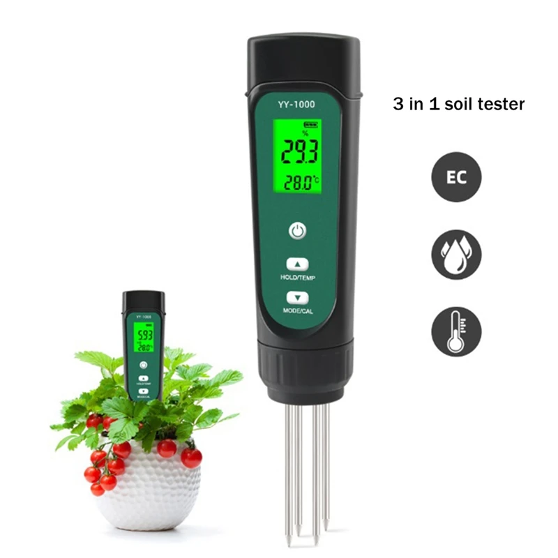 YY-1000 Soil EC Temperature Meter Plant Moisture Conductivity Tester Garden Laboratory Household Measuring Tool