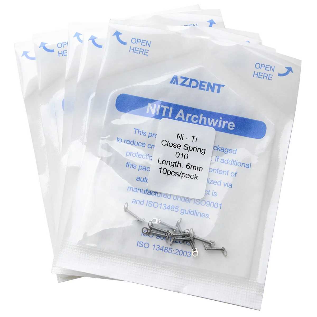 5 Packungen AZDENT Dental Kieferorthopädische Schließfederspule Niti Vorzähne Zahndrehmoment mit großem Zugring 0,008/0,010/0,12/0,014 – Detail 1