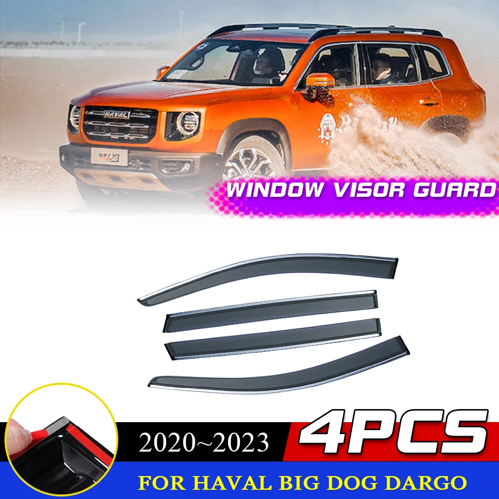 

Car Windows Visor for Haval Big Dog Dargo 2020~2023 Door Smoke Deflector Vent Guards Cover Awnings Sun Rain Eyebrow Accessories