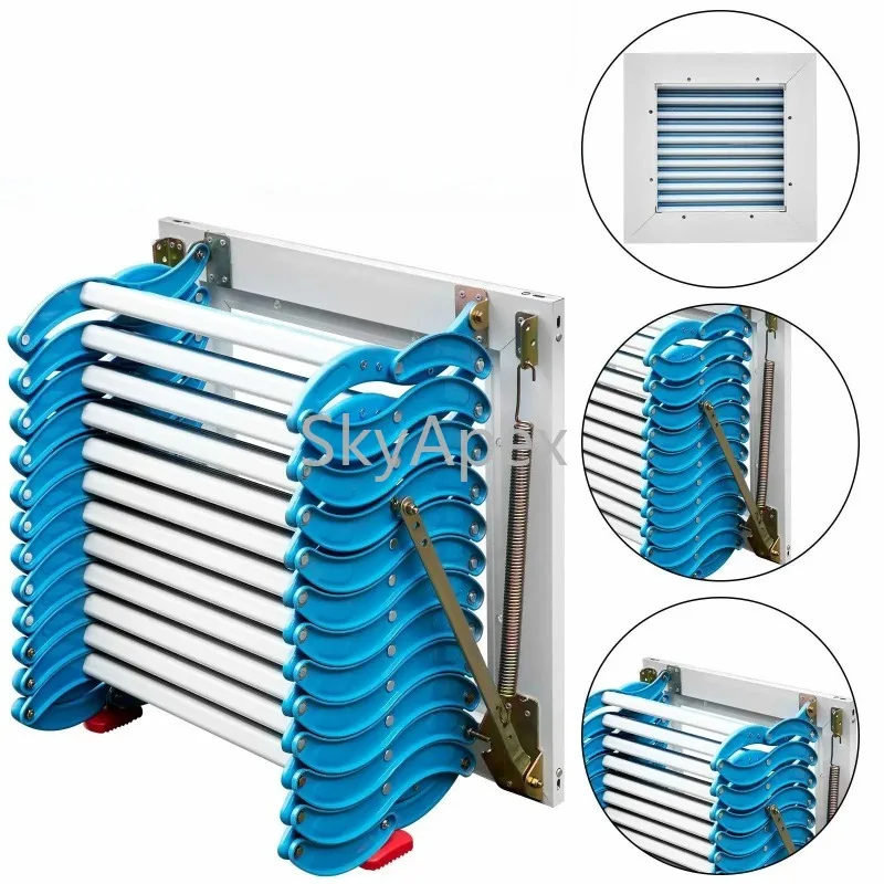 บันไดห้องใต้หลังคาแบบพับได้ ทำจากอลูมิเนียม  ได้รับการรับรองมาตรฐาน CE  กันลื่น ติดตั้งง่าย ทนทาน สำหรับใช้ในบ้านและวิลล่า