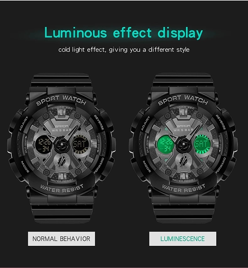 Damskie zegarki z podwójnym wyświetlaczem Top marka Luksusowe zegarki na rękę dla kobiet Sportowe zegarki damskie Chronologia chronograf Wyświetlacz LED