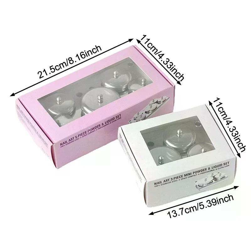 3/5pcs Stainless Dappen Dish Cups Set Salon Manicure Acrylic Powder Liquid Container Organizer Tray Dappen Dish Nail Art Tools