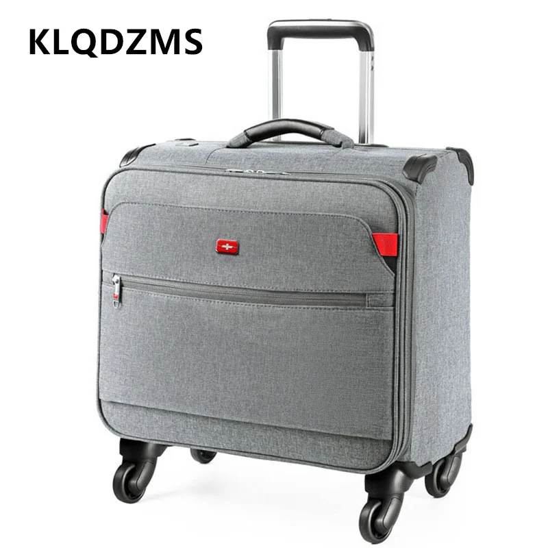 KLQDZMS Handheld travel suitcase oxford cloth boarding box 18 inches men's business trolley case with wheels rolling luggage