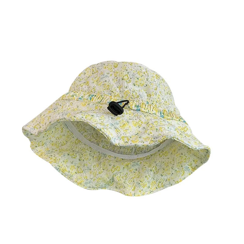 Fairy Flower Printing Fabric Summer Cap Women Adjustable Breathable Foldable Bucket Hat Japanese Quality Women Sun Hat Chapeau