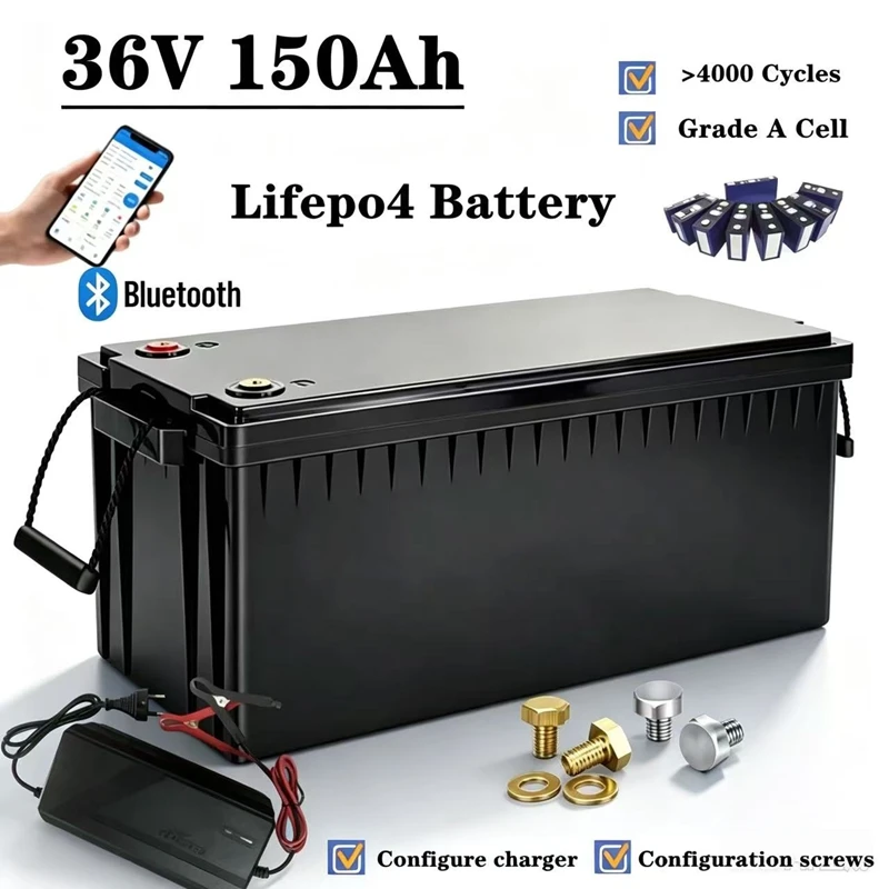 36V 100Ah 100A Lifepo4 Lithium Iron Phosphate Deep Cycle Battery with Bluetooth BMS for Trolling Boat Power Supply