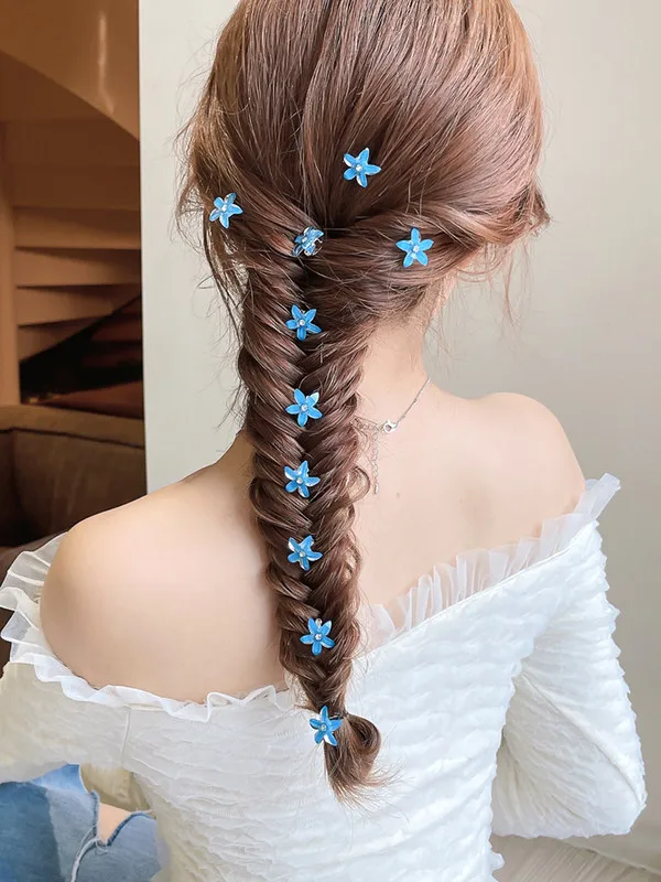 10PCS/Set Mini Flower Hair Claw Clip For Women Girls Braided Hair Buttons Hairpin Cute Headdress Small Hair Accessories Headwear