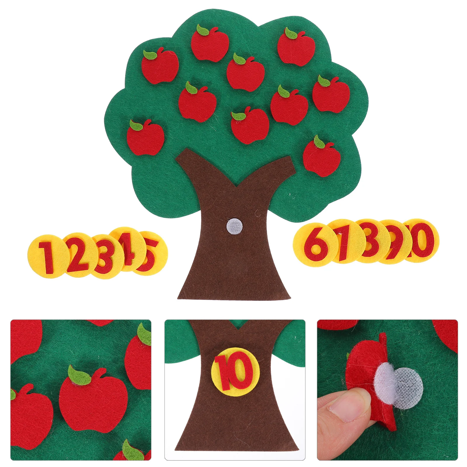 Felt Kindergarten Toys Apple Tree Digital Apples Matching Game Puzzle Kids Fruit Sticker