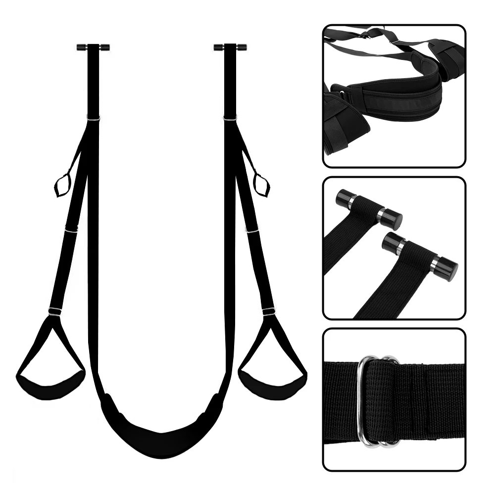 Sex Swing Adult Sex Toys Ceiling & Door Sex Swings BDSM Toy Set with Widened Thick Cushion Heavy Duty Hardware Buckle Adjustable Nylon Strap Comfortable Swing Sex Sling Hold up 400 lbs