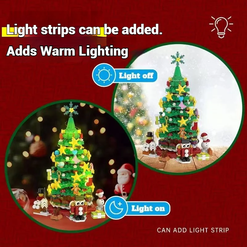 586 Buah Blok Pohon Natal Model Penguin Natal untuk Perakitan, Blok Bangunan Anak-anak Hadiah Natal, Hadiah Natal