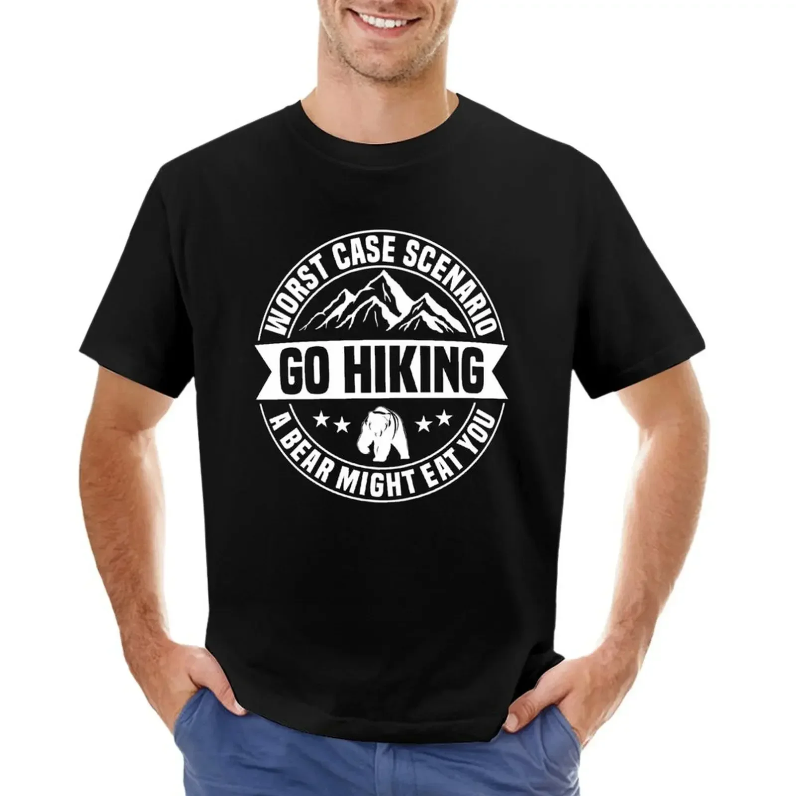 Go hiking, worst case scenario, a bear might eat you. Go hiking, in the worst case a bear could eat you. T-shirt