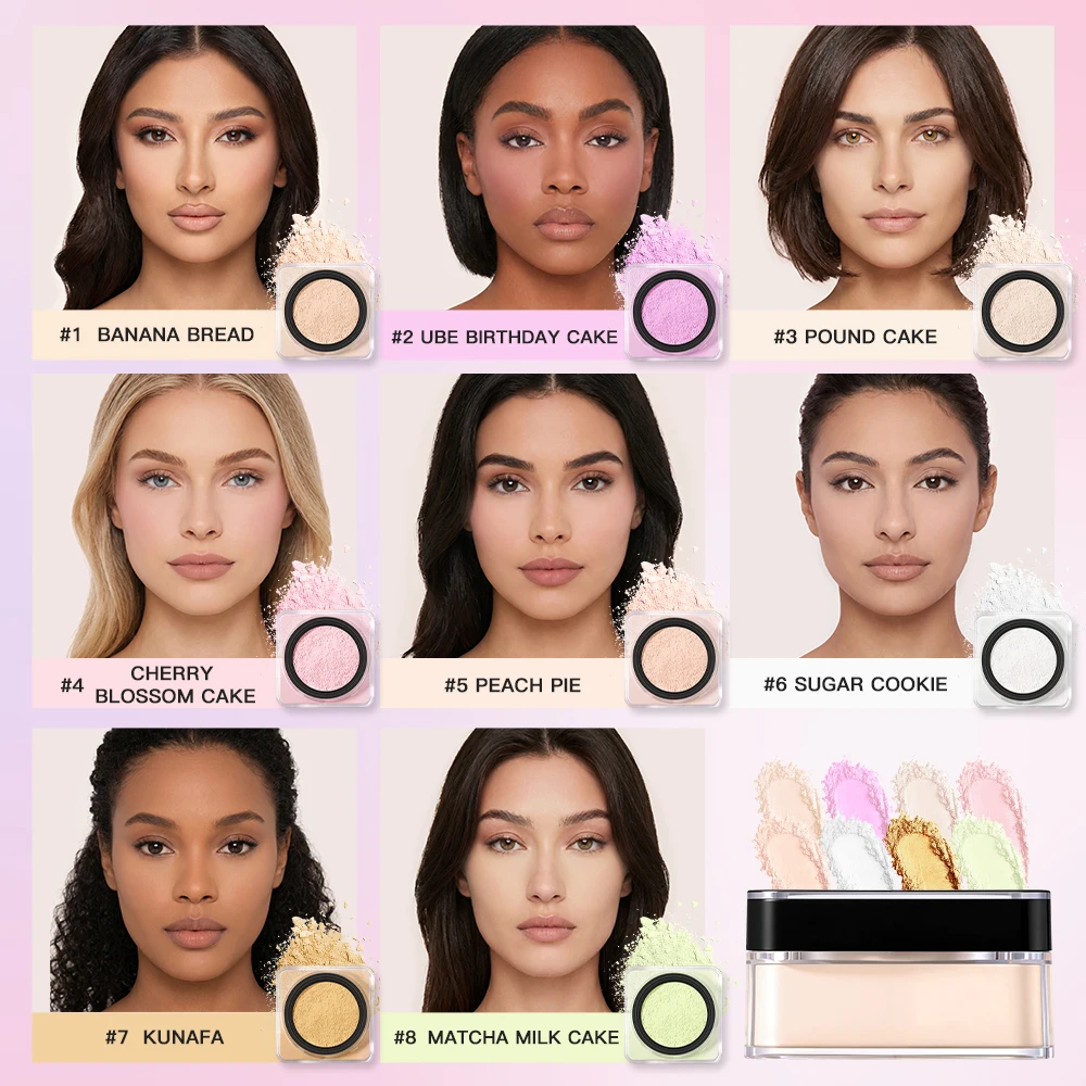 8 Colors Loose Baking Setting Powder Waterproof Brightening Matte Finish Oil Control Long Lasting Face Makeup Cosmetics