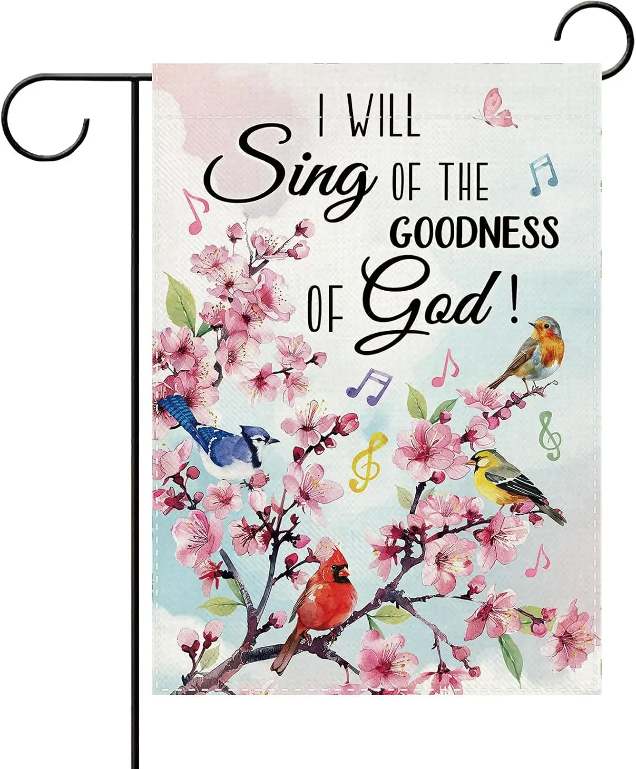 Christian I Will Sing of The Goodness of God Birds Garden Flag, Religious Flower Cardinal Bluebird Small Yard Outside Decora zzo
