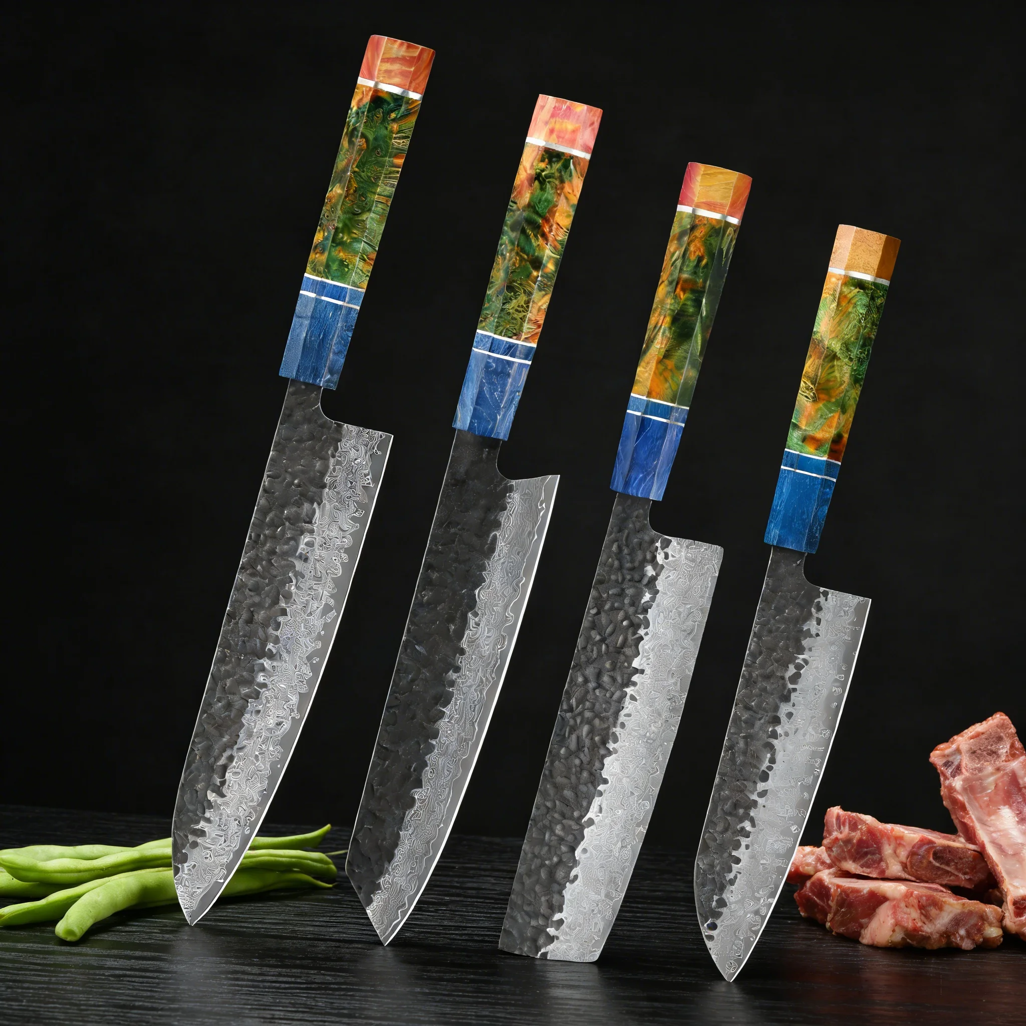 1/2/3/4PCS,Meat Cleaver 67 layers Damascus Steel Kitchen Knives Household Cutting Chef Knife Hand Forged Kitchen Stuff