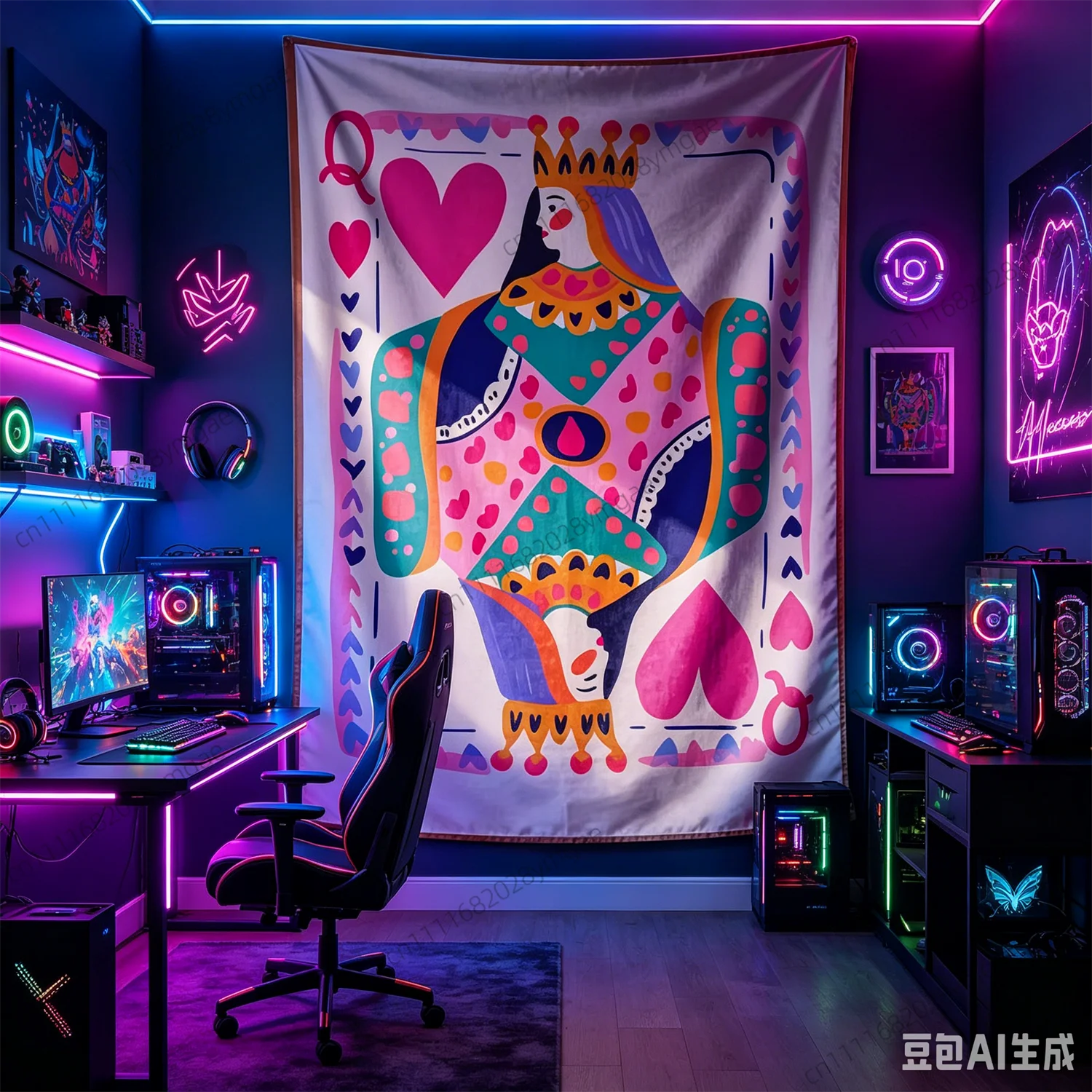 Unique Anime Wall Tapestries Queen of Hearts Cool Hippie Tapestry Aesthetic Dorm Background Cloth Bedroom Flags Decoration Items