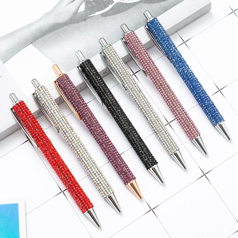 

1Pc Rhinestone Ballpoint Pen Push Action Pen Multi-color Student Stationery Creative Office Supplies Gifts