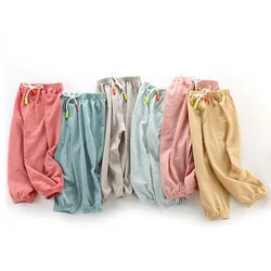 Children Pants Summer Cotton Thin Breathable Prevent Mosquito Candy Color Kids Boys Girls Baby Pants