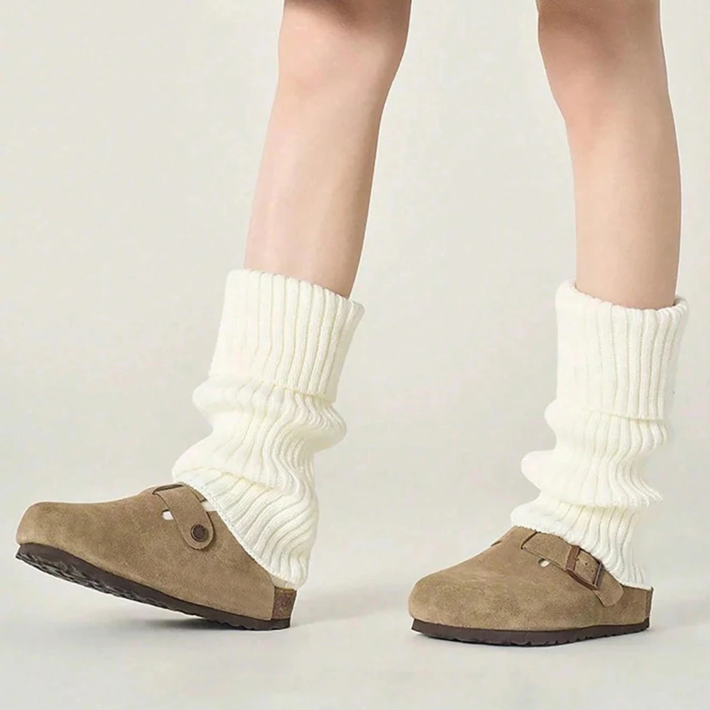 1 Para Klasycznych Dzianinowych Ocieplaczy na Nogi, Prążkowane Podkolanówki, Damskie Skarpety, Dzianinowe podkolanówki zapewniające komfort