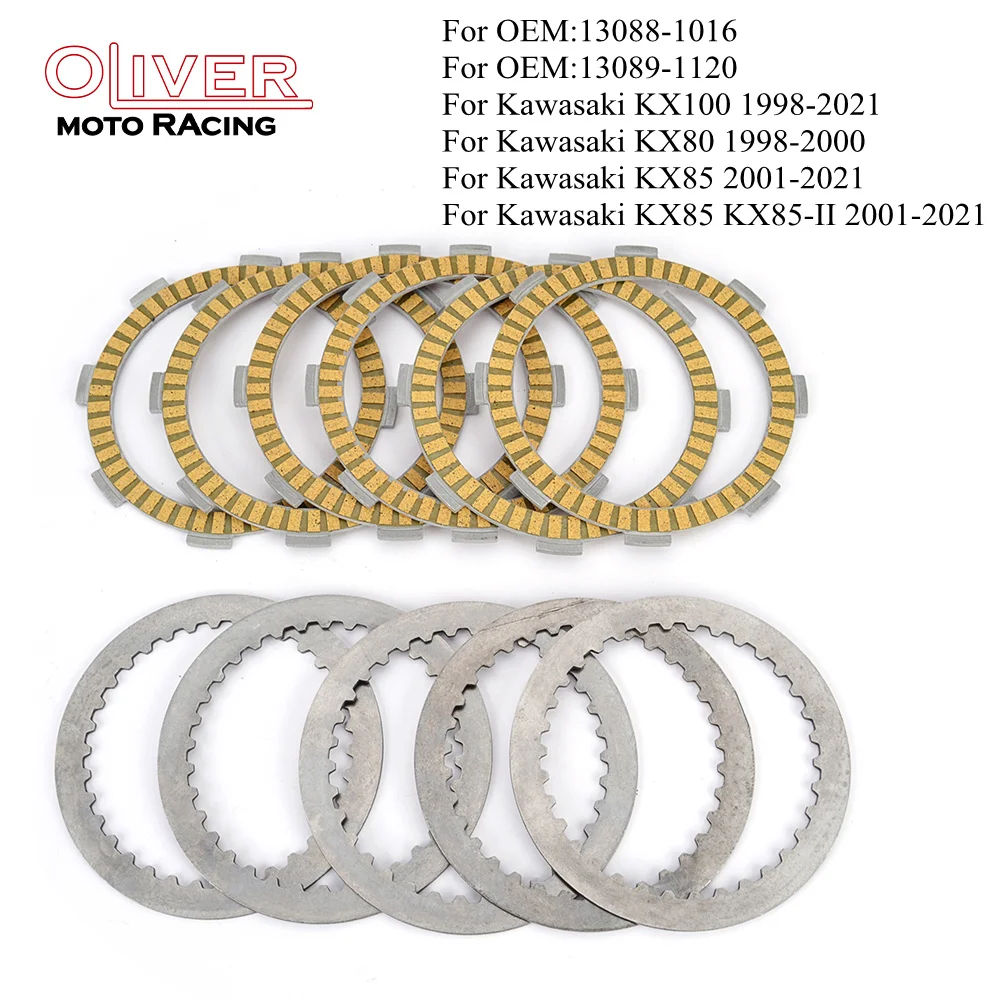 

For Kawasaki KX100 KX80 2001-2021 KX85 1998-2000 Fiber Clutch Friction Disc Steel Plates Kit KX 85 100 13088-1016 13089-1120