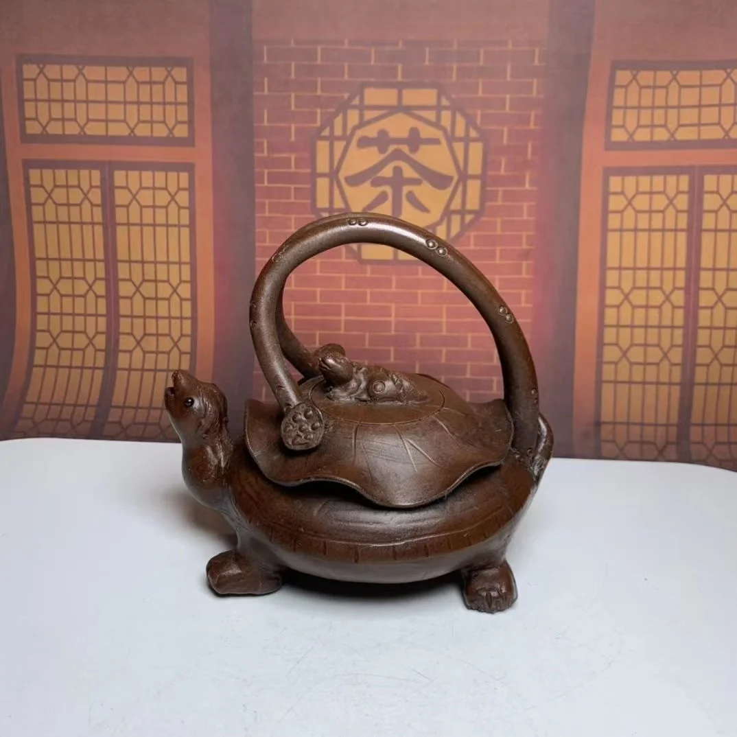 

Unique Old Chinese YiXing Handcraft puyple Clay Teapot,Turtles shape, with mark, Free shipping