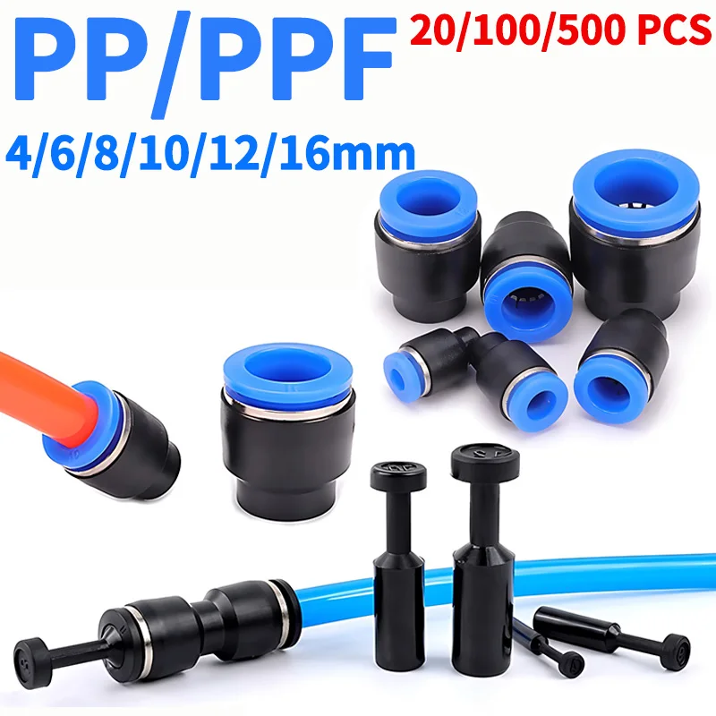 

20/100/500/1000 PCS PP PPF 4MM 6MM 8MM 10MM 12MM Blue Nylon Pneumatic Blanking Plug Hose Tube Push Fit Connector Air Line