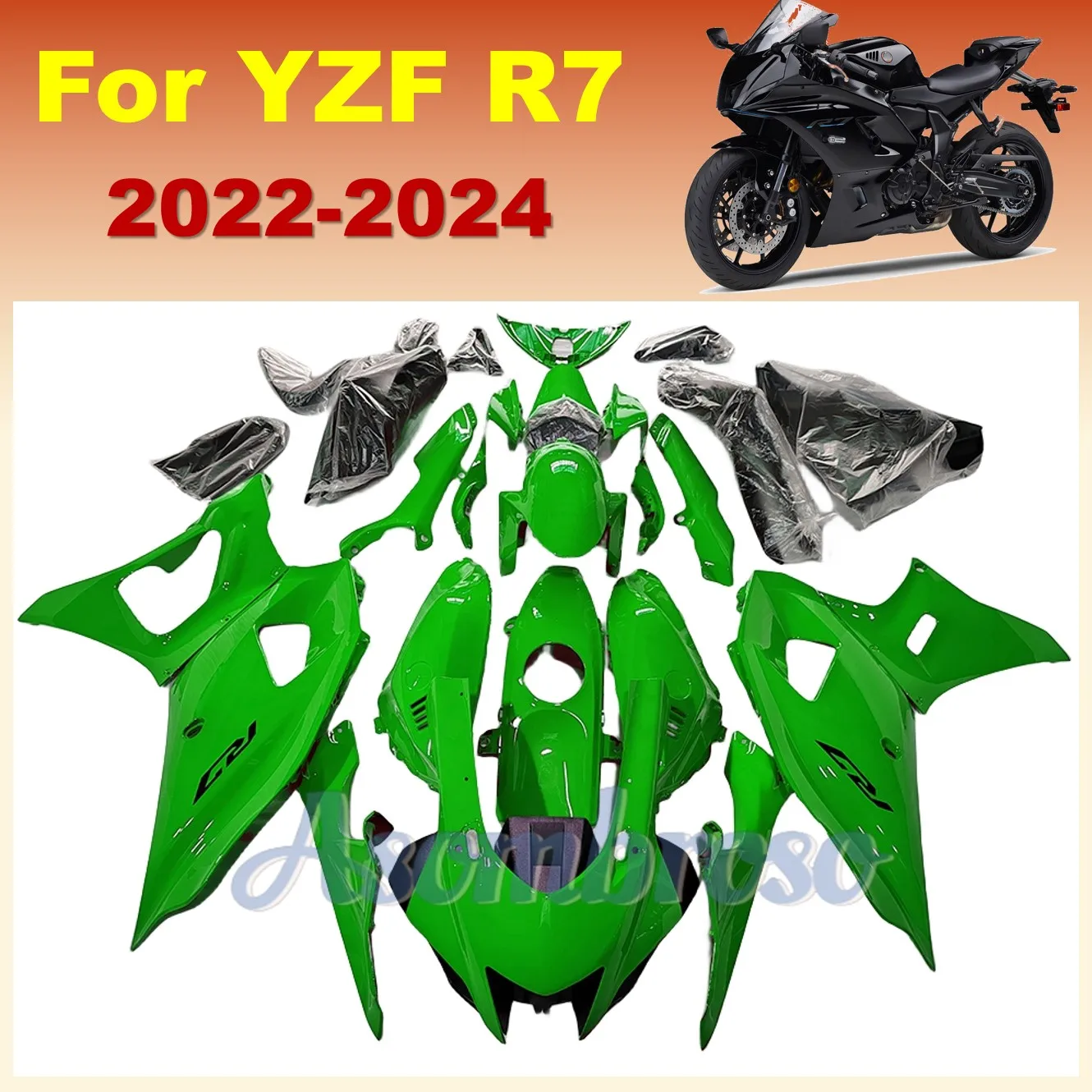 

Motorcycle Fairing Kit Fit For Yamaha YZF R7 2022 2023 2024 yzf-r7 22 23 24 All Green Bodywork Set